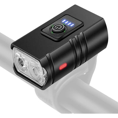 LED fietslamp, voorlicht, USB oplaadbaar, waterdichte waarschuwingslamp met zwart