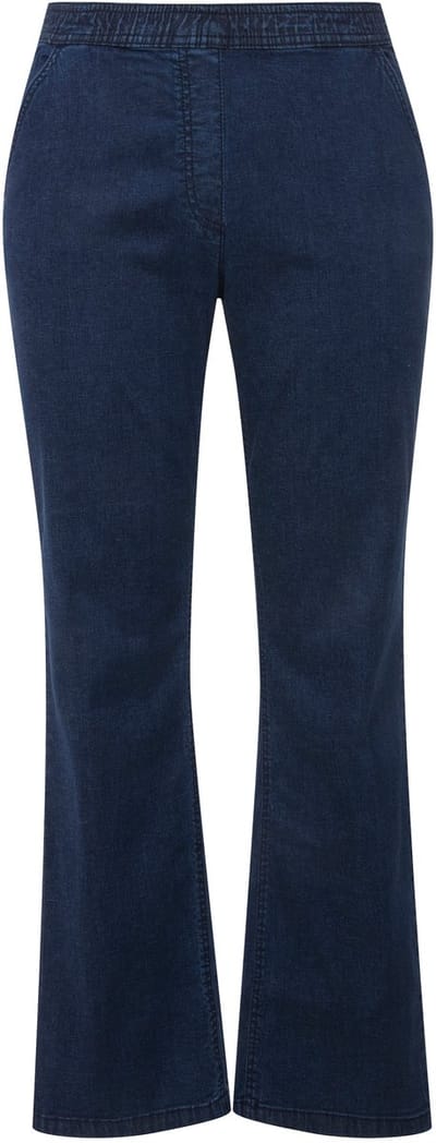 Ulla Popken - Dames - Jeans Mandy rechte pijp elastische tailleband - Donkerblauw denim - Maat 42