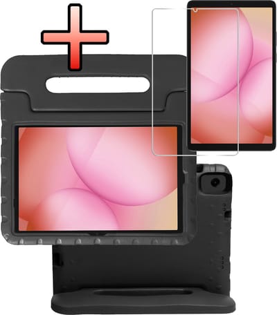 Hoes - Geschikt voor Samsung Galaxy Tab A11 Plus - Met Screenprotector - Kinderhoes Shockproof Bumper - Kidsproof Case - Tablet Hoesje - Kinder Cover - Zwart
