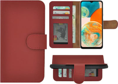 MoDo hoesje voor Samsung Galaxy A23 - Echt Leer Book Case - Rood