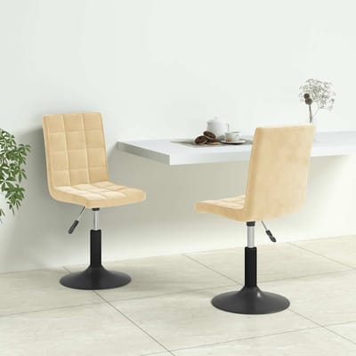 vidaXL - Eetkamerstoelen - draaibaar - 2 - st - fluweel - crèmekleurig