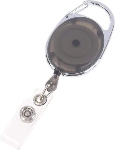 Fako Bijoux - Uittrekbare Sleutelhanger Met Koord - Rolspeld - Yoyo - Jojo - Skipashouder - Nylon - 36x56mm - Transparant - Zwart