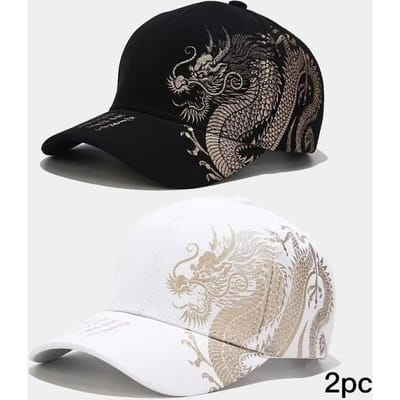 Baseballpet met Drakenpatroon in Chinese Stijl voor Mannen en Vrouwen, Veelzijdige Nationale Trend Pet, Hip Hop Hip Hop Skateboarding, Cool Adjustable black