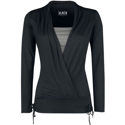 Black Premium by EMP Shirt met lange mouwen - Ribbon Longsleeve - M tot XXL - voor Vrouwen - zwart-grijs