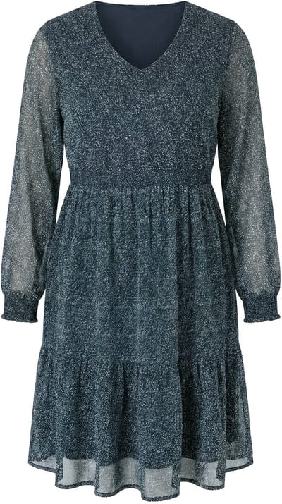 Studio Untold - Dames - Midi-jurk A-lijn dubbellaags minimalistisch motief - Zwart - Maat 46+