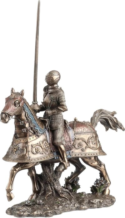Veronese Design - Beeld/figuur - Gepanserde Middeleeuwse Ridder op het Paard - (hxbxd) ca. 34,9cm x 26,7cm x 8,9cm - Veronese Design