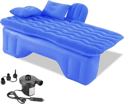 Opblaasbaar luchtbed voor auto reizen camping - Waterdicht lekvrij luchtmatras voor kamperen wandelen zwembad strand - Blauw