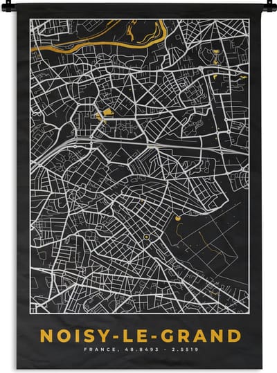 Wandkleed - Wanddoek - Stadskaart – Frankrijk – Kaart – Noisy-le-Grand – Plattegrond - 120x180 cm - Wandtapijt