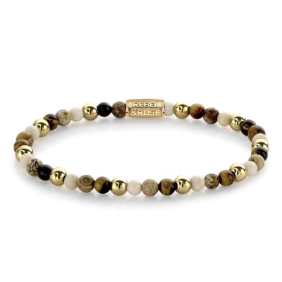Rebel & Rose - kralenarmband - More Balls Than Most Autumn Love - 4mm - yellow gold plated - RR-40057-G-S - 16,5 cm