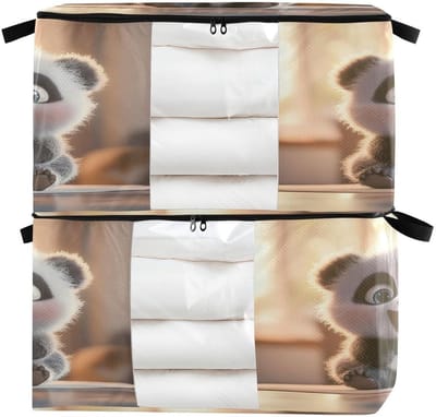 Opbergzakken Panda - Dekbedzakken Kleding - Home Organisatie - Doorzichtig Venster - 2 stuks 60-95L - Panda Design