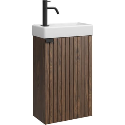 Badplaats Toiletmeubel Bosco 40 x 22 cm – Walnoot – Fonteinmeubel met Wastafel