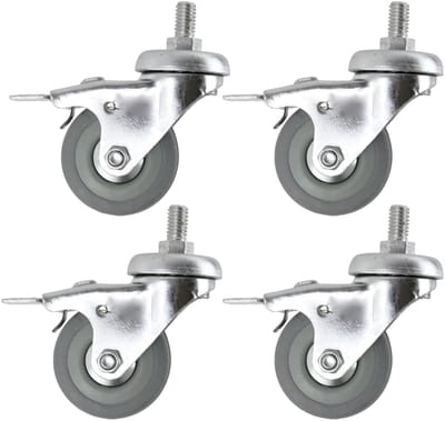 Zwenkwielen met Rem - Verrijdbare Wielen - Apparatuur Verplaatsen - Dubbele Kogellagers - 50mm - Zwart