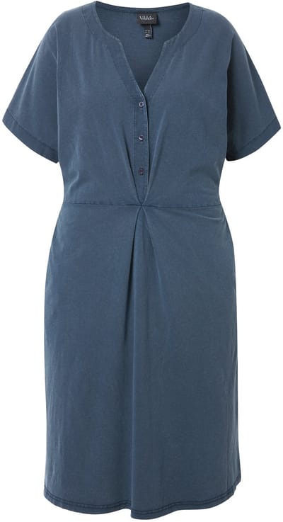Ulla Popken - Dames - Jersey jurk A-lijn tuniek-halslijn halve mouwen - Marine - Maat 50+