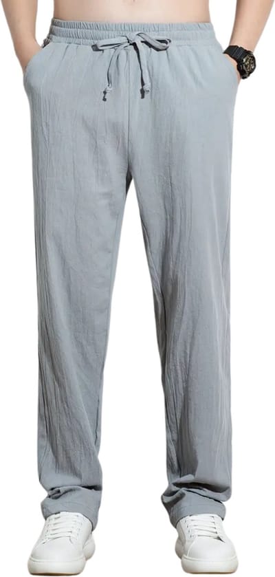 Livano Linnen Broek Heren - Zomerbroek - Volwassenen - Lange Broek - Pantalon - Strandbroek - Zomer - Ibiza Stijl - Grijs - Maat S