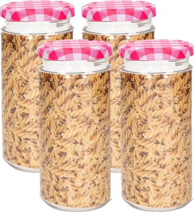 Plasticforte Weckpot/inmaakpot Classic - 4x - 550ml - kunststof - draaideksel - roze - D7 x H16 cm