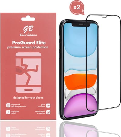 GB ProGuard Elite Screenprotector voor iPhone Xr - 11 - 2 stuks – Gehard Glas – Volledige Dekking – Krasbestendig & Schokabsorberend