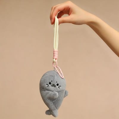 Magnetische Koppelsel Pluche Sleutelhanger Pluizig Schattig Oceaan Dier Hanger voor Handtas Accessoires beige