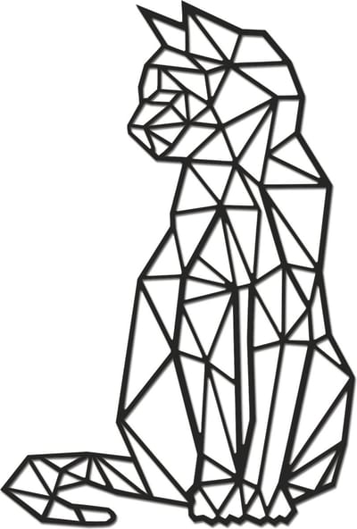 Hout-Kado - Kat/Poes (Zijkant) - Medium - Zwart - Geometrische dieren en vormen - Hout - Lasergesneden