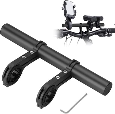 Fiets Stuurverlenger - Extra Stuurruimte - Accessoires Bevestigen - Dubbele Klem Bevestiging - 30cm Lengte - Zwart