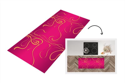 Keukenloper - Loper keuken - Art nouveau - Goud - Roze - Patronen - 120x50 cm - Keukenloper vinyl