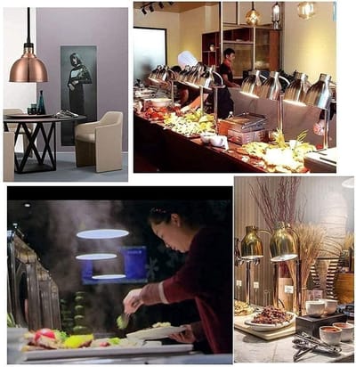 Voedselwarmer met lamp - Buffet warmer - Buffetten warm houden - Verstelbare flexibele slang - 70 cm hoog - Goudkleurig