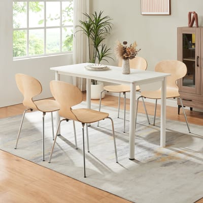 Eetkamerstoelen Kil set van 4 naturel en chroom [en.casa]