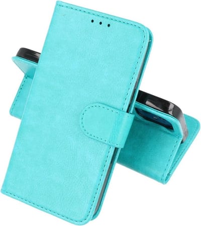 Hoesje Geschikt voor iPhone 13 Mini - Kaarthouder Book Case Telefoonhoesje - Groen