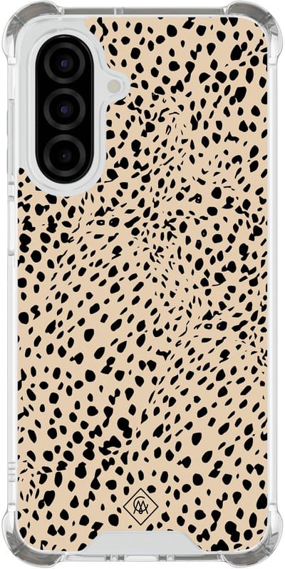 Casimoda® hoesje - Geschikt voor Samsung Galaxy A26 - Stippen bruin abstract - Shockproof case - Extra sterk - TPU/polycarbonaat - Bruin/beige, Transparant