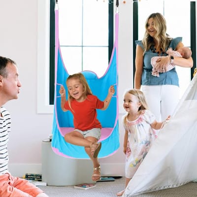 Draaistoel voor kinderen - Hangstoel zitzak - Binnen spelen - Robuust katoen - 135 cm hoog - Meerkleurig