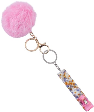 Dailygoods- Bankkaart Grabber Handige Toegang - Uitschuifbare Bankkaarthouder - Contactloze Sleutelhanger - Roze Kunststof - 2 x 10 CM - Voor Lange Nagels - Kaarttrekker