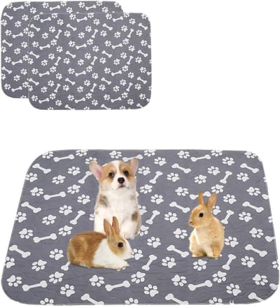 Wasbare en Waterdichte Hondentrainingspads van Katoen en Wol, Herbruikbare Puppy Pads voor Reizen (2-pack) - Grijs - Ideaal voor Zindelijkheidstraining, Huisdieren en Ondersteuning