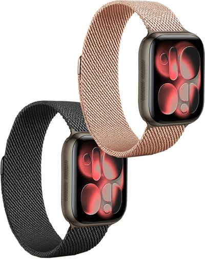 Geschikt voor de Apple Watch Series - Geschikt voor bandje geschikt voor Apple Watch Horloge Band 42/44 mm Milanees - Zwart/Rosé Goud
