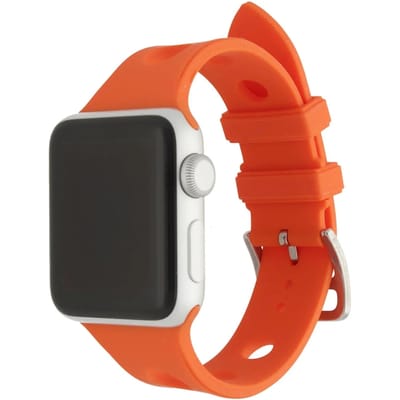 123watches bandje Evelor - siliconen - oranje - 38 · 40 · 41 & 42 mm - Geschikt voor Apple Watch series 1/2/3/4/5/6/7/8/9/10/11/12/SE/SE2/SE3