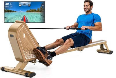MettleMatic OR3 Roeitoestel voor thuis - magnetisch roeitoestel met bluetooth-monitor - 16 weerstandsniveaus - compact roeitoestel met 150 kg gewichtscapaciteit - verticale opslag