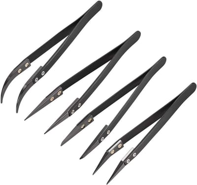 Precisie Keramische Pincet Set (4 stuks) - Hittebestendig & Niet-Geleidend