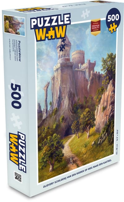 Puzzel Olieverf schilderij van een ridder op weg naar een kasteel - Legpuzzel - Puzzel 500 stukjes