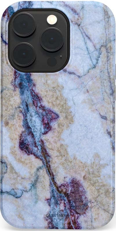 Casetastic hoesje geschikt voor Apple iPhone 14 Pro - MagSafe - Dubbellaagse bescherming - Diepzee Marmer - Fashion Case - Blauw Zand