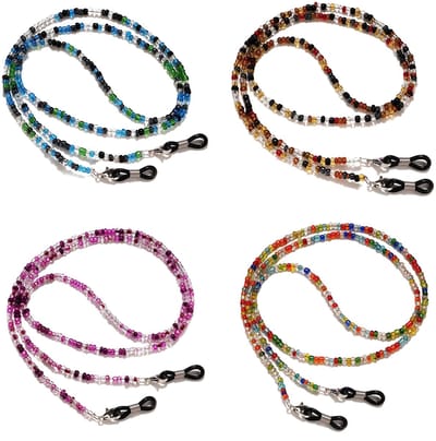 JHUBERS- Brillenkoord 4 stuks - Brillenketting Dames - Zonnebrilband - Brilband - Decoratieve Halsketting - Siliconen Uiteinden - Brilketting