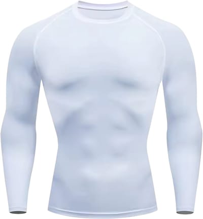 Compressieshirt Heren Lange Mouw – Sneldrogend Hardloopshirt, Sportshirt Heren voor Fitness, Gym, Training en Workout - Wit - Maat M