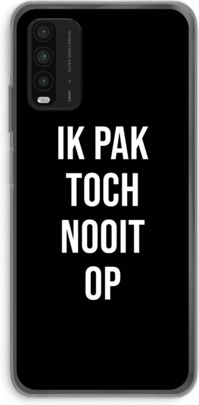 Case Company® - Hoesje geschikt voor Xiaomi Redmi 9T hoesje - Ik pak nooit op - Zwart - Soft Cover Telefoonhoesje - Bescherming aan alle Kanten en Schermrand