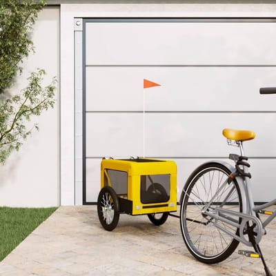 Hondenfietstrailer Fietskar voor Honden Oxford Stof Geel/Zwart