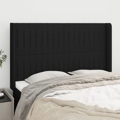 vidaXL - Hoofdbord - met - randen - 147x16x118/128 - cm - stof - zwart