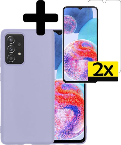 Hoesje - Met 2x Screenprotector - Geschikt voor Samsung Galaxy A23 - Sterk & Shockproof - Back Cover - Siliconen Case - Telefoon Hoes - Telefoonhoesjes - Lila