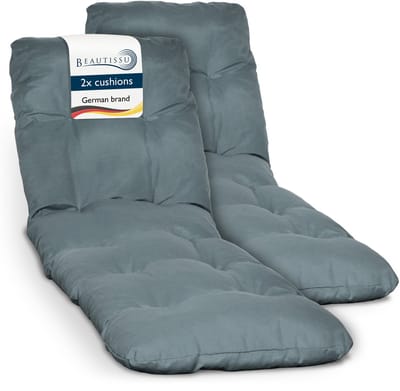 Beautissu Flair RL Ligbedkussen Set 2x 190x60x8 cm Duifblauw – Ligstoelkussen