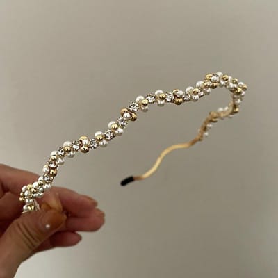 Prachtige Zirkoon Hoofdbanden Eenvoudige Retro Parel Hoofdband Zwaaiende Feestkroon Hoofd Hoepel Elegante Vrouwen Gouden Bands Hoofddeksels goud