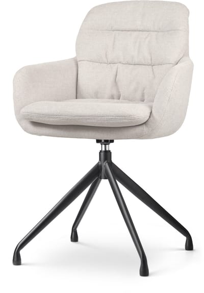 Nolon Nola-Mia Eetkamerstoel Draaibaar Beige - met Armleuning - Stof - Zwart Onderstel