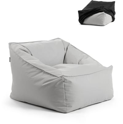 mokebo Tuinstoel 'Der Sunnyboy' met beschermhoes, Bean Bag met vulling of outdoor zitzak, als ligkussen of relaxliege in Lichtgrijs