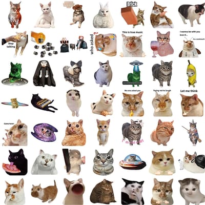 50 stuks Kat Memes Collectie Stickers Waterdichte Vinyl Decals Voor Laptops Waterflessen Telefoons Skateboards Waterfles Stickers beige