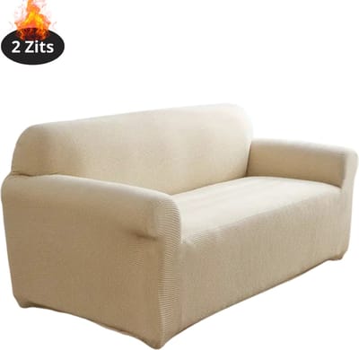 Livano Bankhoes - Bankbeschermer - Stretch - Sofa Cover - Effen - Beige - 2 Zits