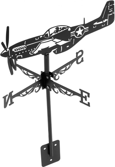 Decor Vliegtuig Windwijzer - Weer Indicator - Tuin Decoratie - Eenvoudige Stijl - 5650 cm - Zwart